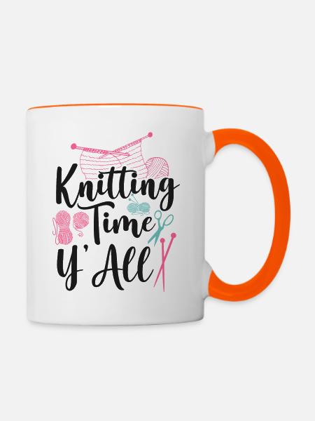 Knitting Knitter Knitting Time - Tasse zweifarbig - Weiß/Orange