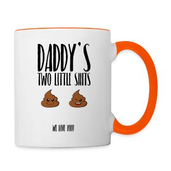 Lustiges Vatertag Geschenk zum Personalisieren - Tasse zweifarbig - Weiß/Orange - Rechts