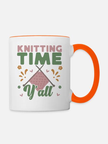 Knitting Knitter Knitting Time - Tasse zweifarbig - Weiß/Orange