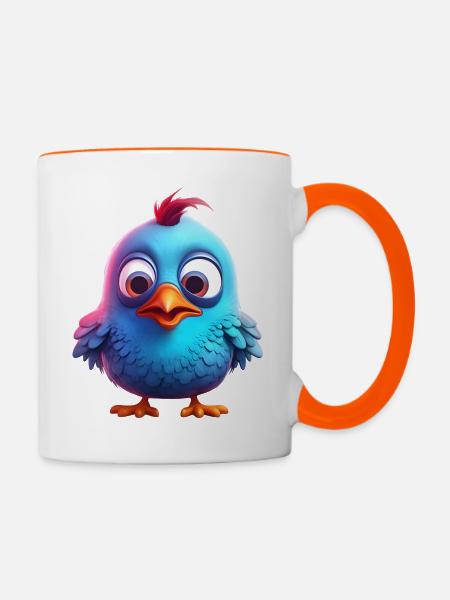 Niedliches Vogelbaby - Tasse zweifarbig - Weiß/Orange