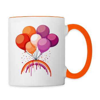 Ballon Lesbischer Stolz - Tasse zweifarbig - Weiß/Orange - Rechts