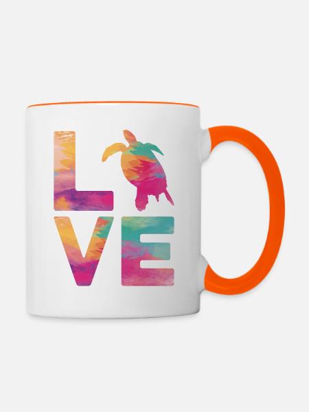 Sea Turtle Tortoise Love - Tasse zweifarbig - Weiß/Orange