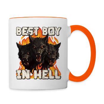 Hund Griechische Mythologie Zerberus Höllenhund - Tasse zweifarbig - Weiß/Orange - Rechts