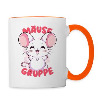 Süßes Mäusegruppe Kindergarten Gruppentier - Tasse zweifarbig - Weiß/Orange - Rechts