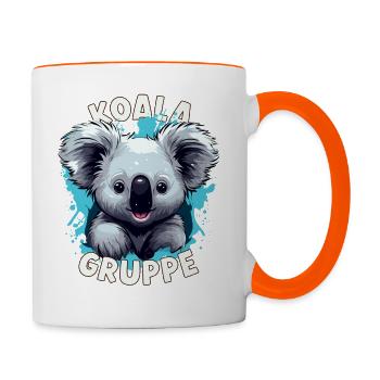 Cartoon Koalagruppe Kindergarten Gruppentier - Tasse zweifarbig - Weiß/Orange - Rechts