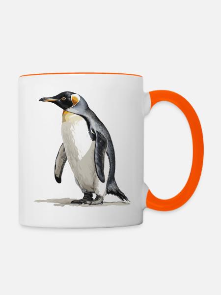 der König der Pinguine - Tasse zweifarbig - Weiß/Orange