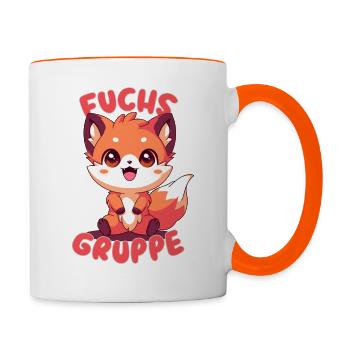 Süßes Fuchsgruppe Kindergarten Gruppentier - Tasse zweifarbig - Weiß/Orange - Rechts