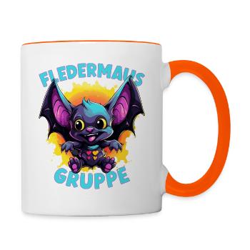 Cartoon Fledermausgruppe Kindergarten Gruppentier - Tasse zweifarbig - Weiß/Orange - Rechts