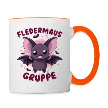 Süßes Fledermausgruppe Kindergarten Gruppentier - Tasse zweifarbig - Weiß/Orange - Rechts