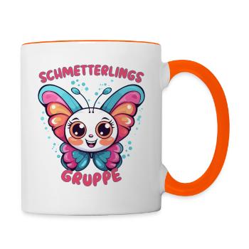 Süße Schmetterlingsgruppe Kindergarten Gruppentier - Tasse zweifarbig - Weiß/Orange - Rechts