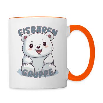 Süßes Eisbärengruppe Kindergarten Gruppentier - Tasse zweifarbig - Weiß/Orange - Rechts