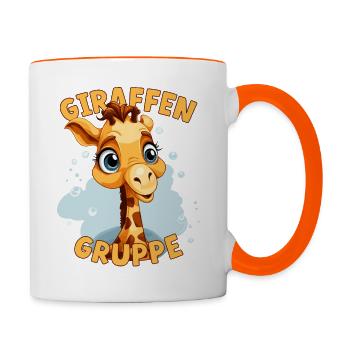 Comic Giraffengruppe Kindergarten Gruppentier - Tasse zweifarbig - Weiß/Orange - Rechts