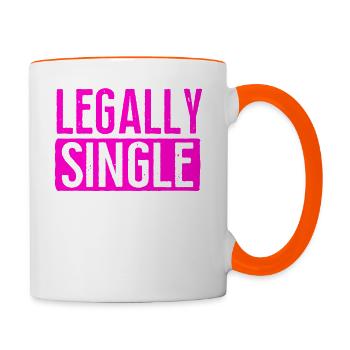 Happy Divorce Party Legally Single - Tasse zweifarbig - Weiß/Orange - Rechts