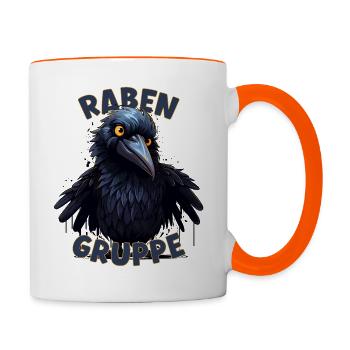 Comic Rabengruppe Kindergarten Gruppentier Rabe - Tasse zweifarbig - Weiß/Orange - Rechts