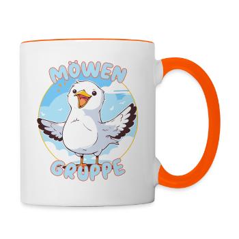 Süßes Möwengruppe Kindergarten Gruppentier Möwe - Tasse zweifarbig - Weiß/Orange - Rechts