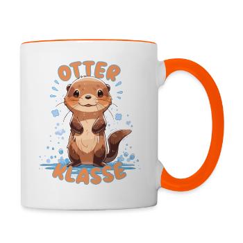 Süßes Otterklasse Grundschule Klassentier Otter - Tasse zweifarbig - Weiß/Orange - Rechts