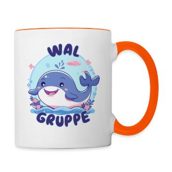 Süßes Walgruppe Kindergarten Gruppentier Wal - Tasse zweifarbig - Weiß/Orange - Rechts