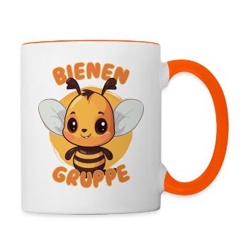 Süßes Bienengruppe Kindergarten Gruppentier Biene - Tasse zweifarbig - Weiß/Orange - Rechts
