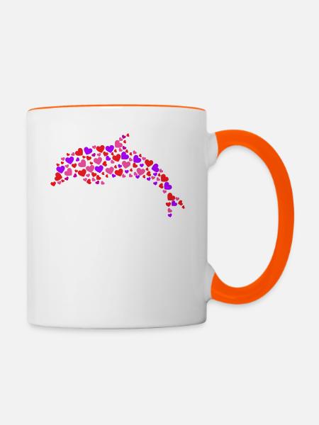 Dolphin Heart - Tasse zweifarbig - Weiß/Orange