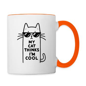 Chat Chat Maman Chat Papa Chat Propriétaire Cool - Mug contrasté - blanc/orange - Droite