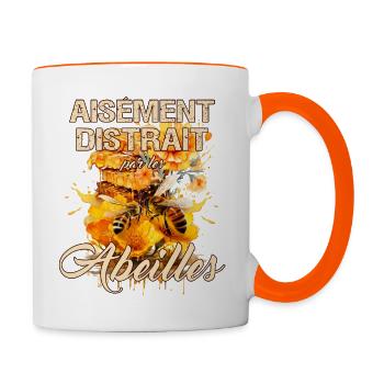 Apiculteur humoristique abeilles apiculture - Mug contrasté - blanc/orange - Droite