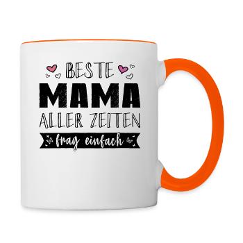 Beste Mama Muttertag Personalisiert Namensgeschenk - Tasse zweifarbig - Weiß/Orange - Rechts