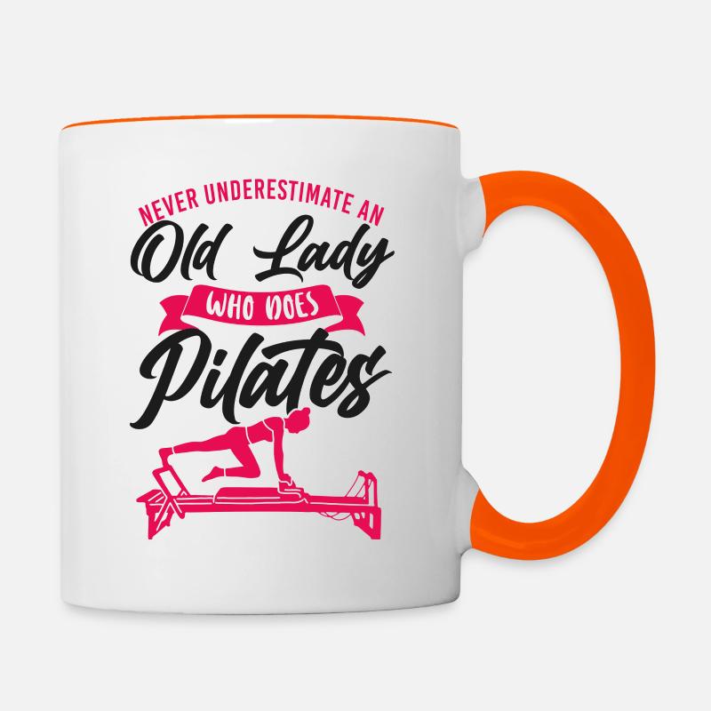 Instructeur de Pilates Professeur Grand-mère - Mug contrasté - blanc/orange