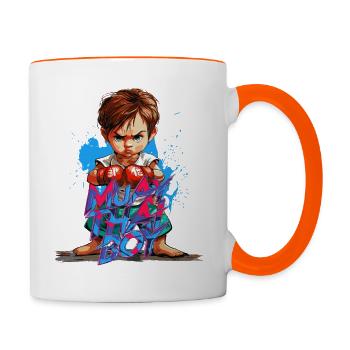Muay Thai Boy - For boys who love Thai boxing - Contrasting Mug - white/orange - Right