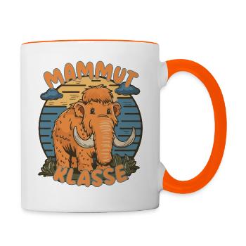 Süßes Mammutklasse Grundschule Klassentier - Tasse zweifarbig - Weiß/Orange - Rechts