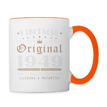 Vinatge 1949 Geburtstagsgeschenk - Tasse zweifarbig - Weiß/Orange - Rechts