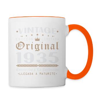 Vinatge 1935 Geburtstagsgeschenk - Tasse zweifarbig - Weiß/Orange - Rechts