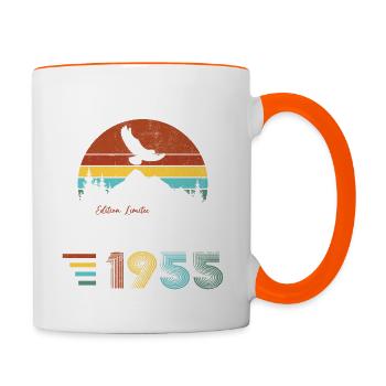 Cadeau D'anniversaire Nées En Janvier 1955 - Mug contrasté - blanc/orange - Droite