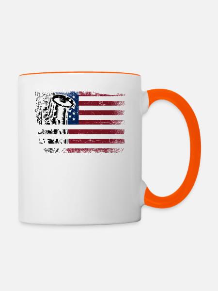 Saxophone American Flag - Tasse zweifarbig - Weiß/Orange