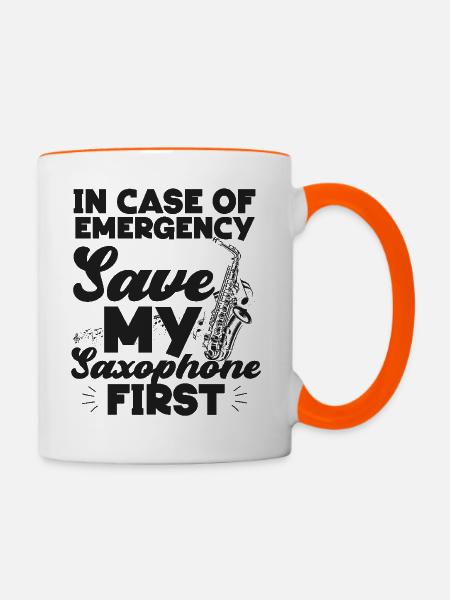 Saxophone In Case Of Emergency - Tasse zweifarbig - Weiß/Orange