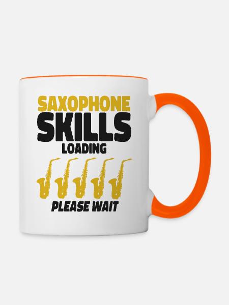 Saxophone Saxophone Skills Loading - Tasse zweifarbig - Weiß/Orange