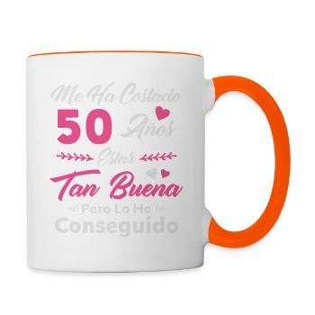 Il m’a fallu 50 ans 50 anniversaire femme - Mug contrasté - blanc/orange - Droite