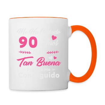 It Has Taken Me 90 Years 90 Birthday Women - Contrasting Mug - white/orange - Right
