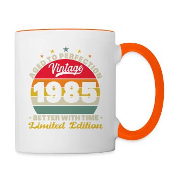 1985 Vintage Rétro Cadeau Anniversaire - Mug contrasté - blanc/orange - Droite