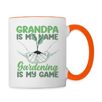 Amoureux des plantes Jardinage Papi - Mug contrasté - blanc/orange - Droite