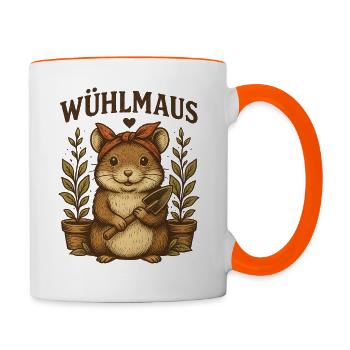 Wühlmaus Garten Gärtnerinnen Hobbygärtner Geschenk - Tasse zweifarbig - Weiß/Orange - Rechts