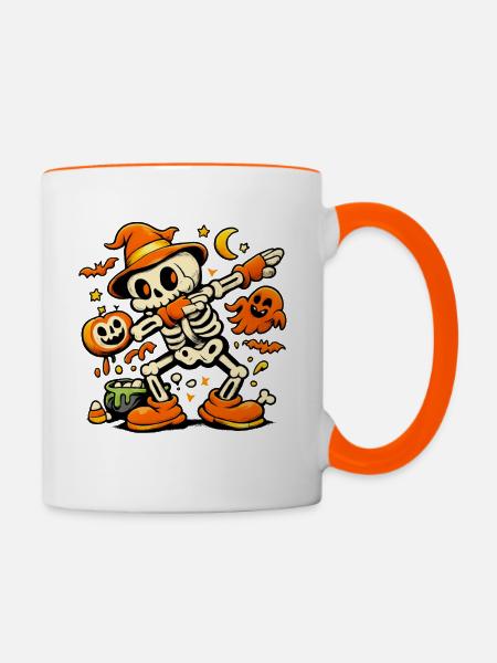 Dabbing Halloween Kostüm - Tasse zweifarbig - Weiß/Orange