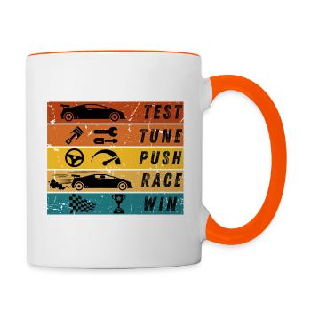 DER BESTE WEG, EIN RENNEN ZU GEWINNEN - Tasse zweifarbig - Weiß/Orange - Rechts