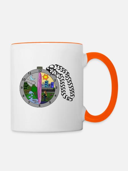 Zeitreise Uhr - Tasse zweifarbig - Weiß/Orange