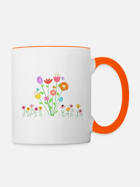 Flowers - Tasse zweifarbig - Weiß/Orange