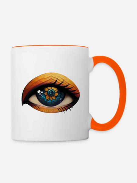 Flower Eye - Tasse zweifarbig - Weiß/Orange