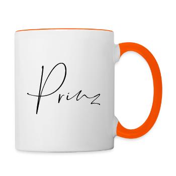 Prinz Schriftzug - Tasse zweifarbig - Weiß/Orange - Rechts