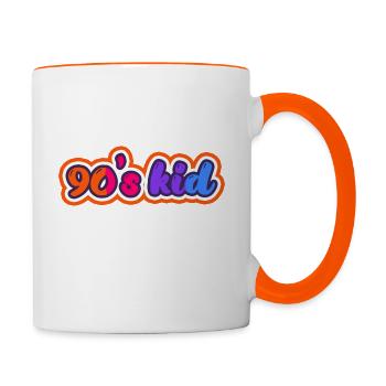 90's kid - Tasse zweifarbig - Weiß/Orange - Rechts