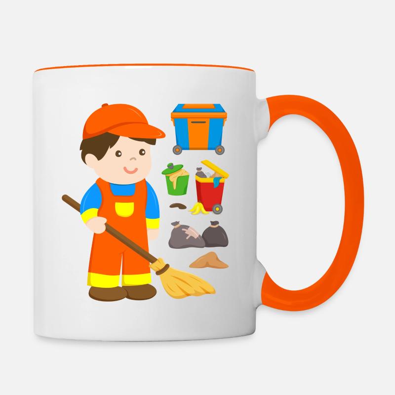 Müllwerker Straßenkehrer Müllmann Junge Müllabfuhr - Tasse zweifarbig - Weiß/Orange