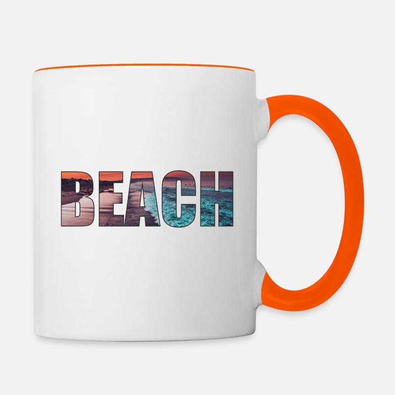 Plage - plage - Mug contrasté - blanc/orange