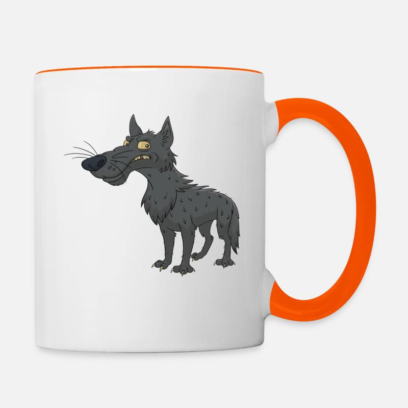 loup - Mug contrasté - blanc/orange